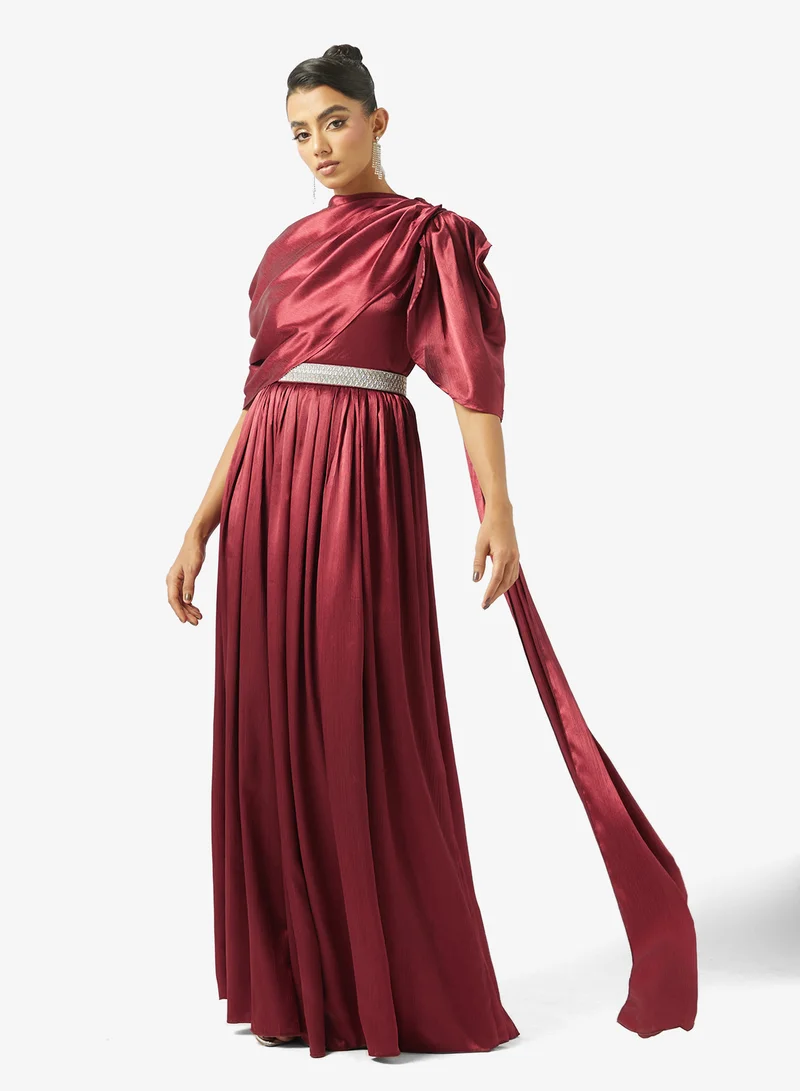 Short Sleeve Shimmer Maxi Dress